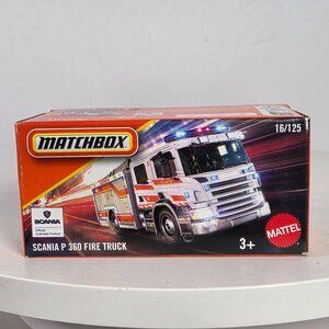 Matchbox Scania P360 Fire Truck Die-Cast Toy 16/125 Licensed Product By Mattel F